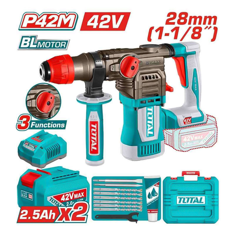 NEW 42V Máy khoan bê tông dùng pin 42V động cơ không chổi than TOTAL - TRHLI422882