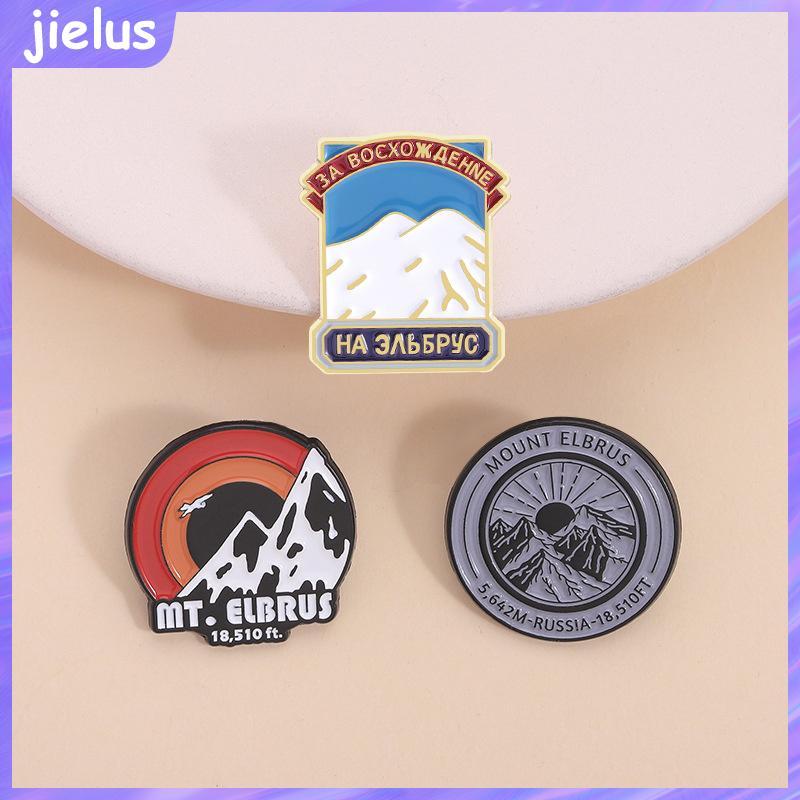 [Jielus] Trâm cài phong cảnh núi tuyết và bình minh Elbrus, quà tặng bạn bè