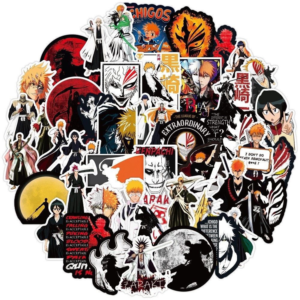 Bộ Sticker BLEACH Hình Dán Chống Nước Nhãn Dán Tem Dán Graffiti Nhật Bản Anime Cho Trẻ, 50 tờ