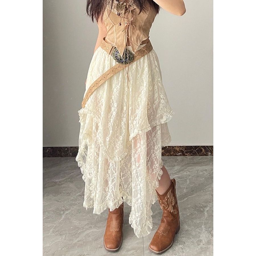 Váy ren xếp lớp không đều style boho nomad, ưu đãi giới hạn thời gian