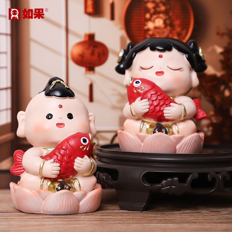 Good Fortune Boy Đồ trang trí đám cưới Trang trí phòng cưới Golden Boy Jade Girl Lucky Fortune Phòng