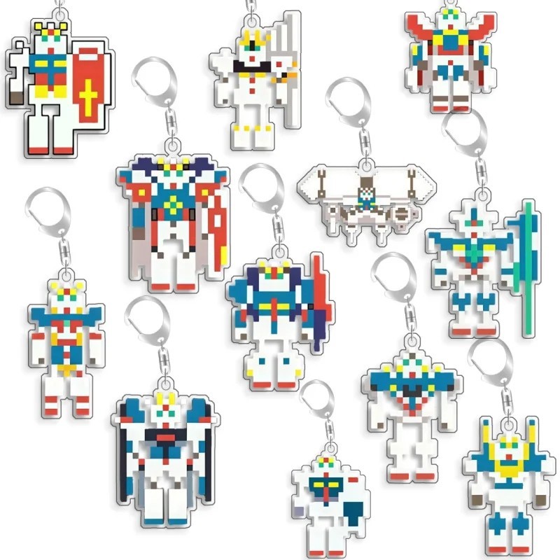 Móc khóa Gundam MSZ-006 Zeta Gundam Pixel Art trang trí balo túi xách quà tặng fan anime mô hình mic