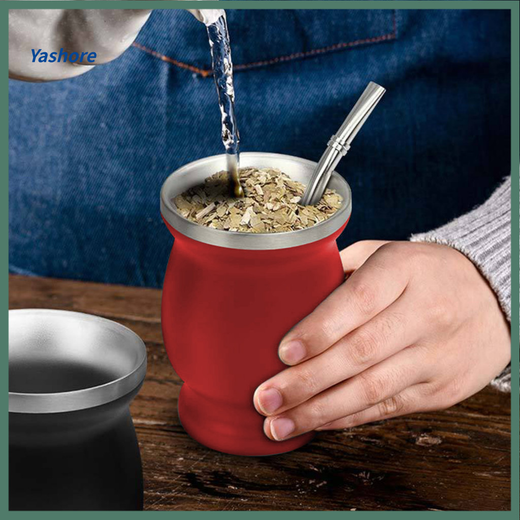 Bộ cốc trà Yashore Yerba Mate Bộ cốc trà hai vách bằng thép không gỉ Mate Gourd Yerba Mate Bộ cốc đô
