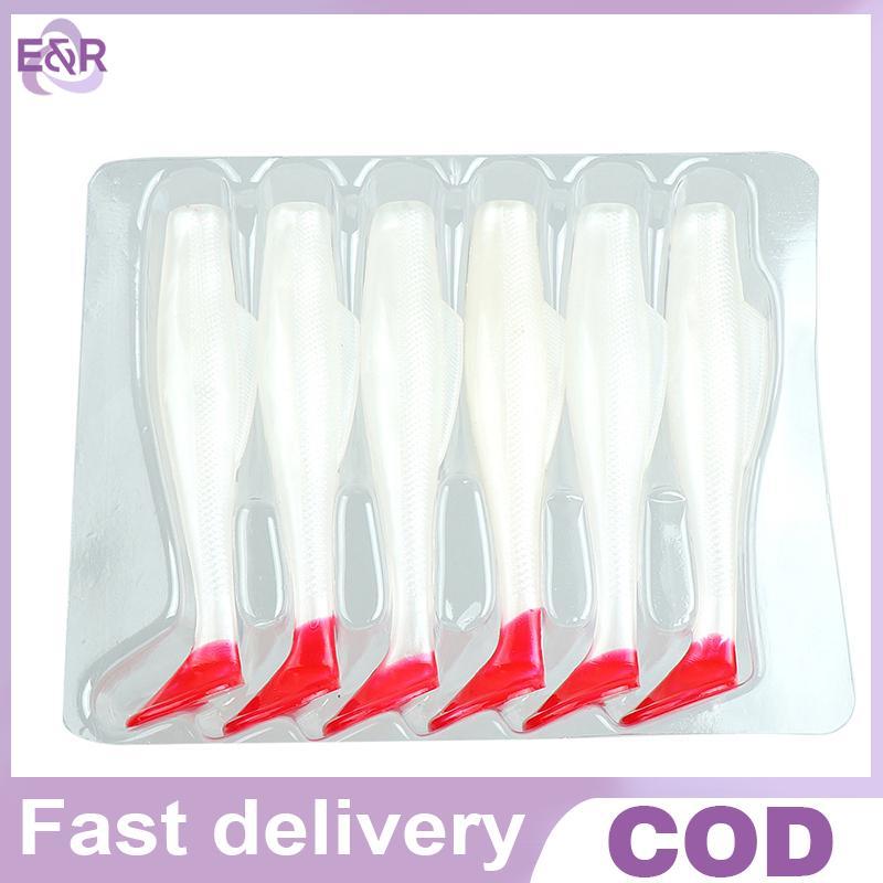 E&R Swim Bait 6 cái/lốc, 9cm, 4.4g, nổi T-tail, chất liệu TPR, phù hợp câu cá