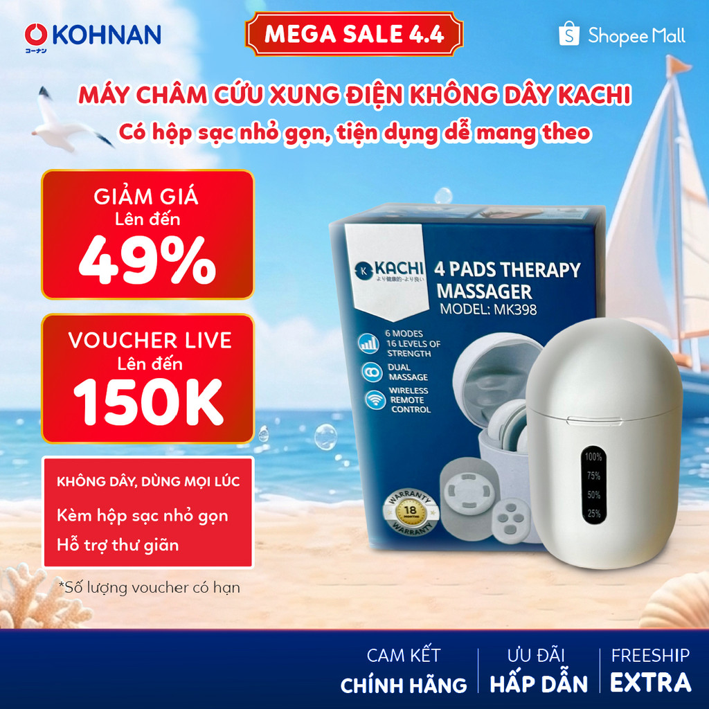 Máy châm cứu xung điện không dây KACHI MK398 có hộp sạc nhỏ gọn, tiện dụng dễ mang theo