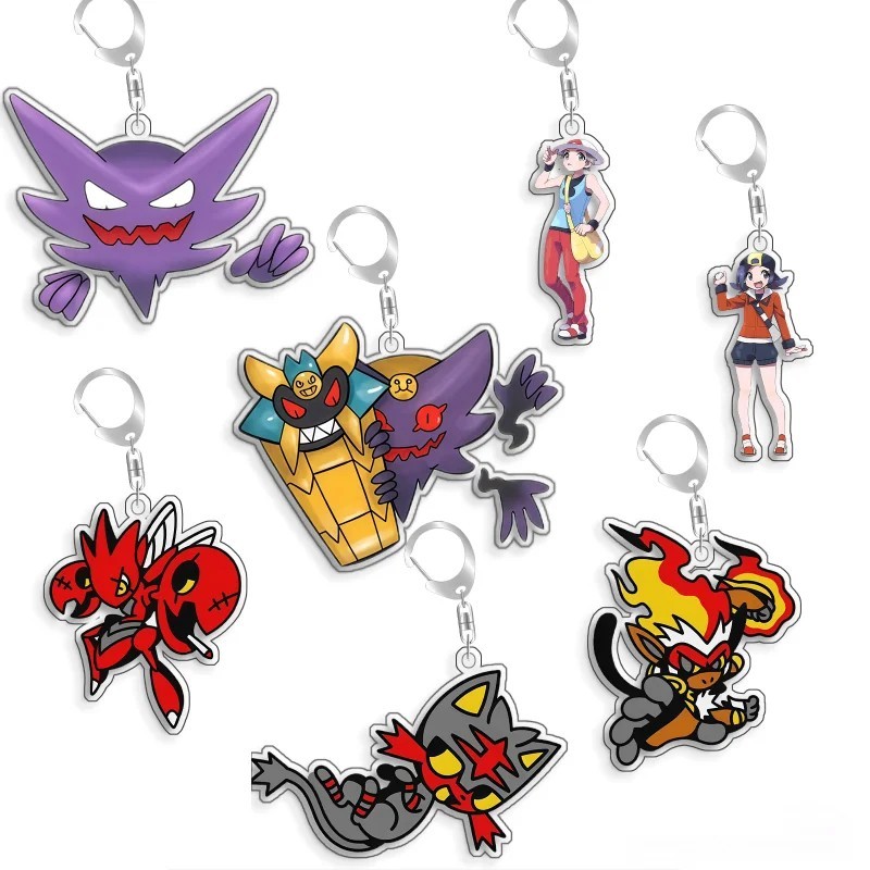 Móc khóa Pokemon Acrylic Mica Anime hình Gengar Incineroar Litten Scizor Trainer trang trí balo túi 