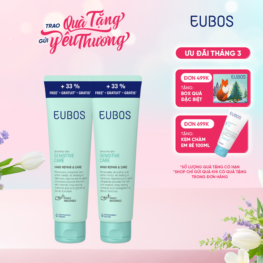 Combo 2 Kem Dưỡng Da Tay EUBOS 100ml Giúp Mềm Mịn, Dưỡng Ẩm Chuyên Sâu 24h Phù Hợp Cho Da Nhạy Cảm