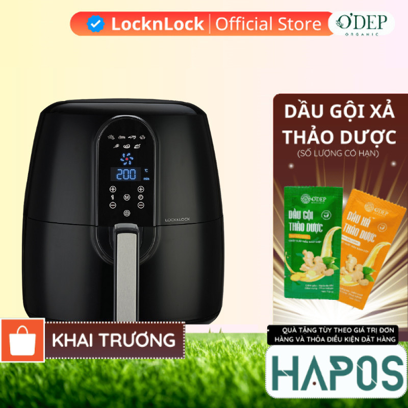 Nồi chiên không dầu LocknLock 5,2 Lít Chính hãng, EJF351BLK   - HAPOS HOF