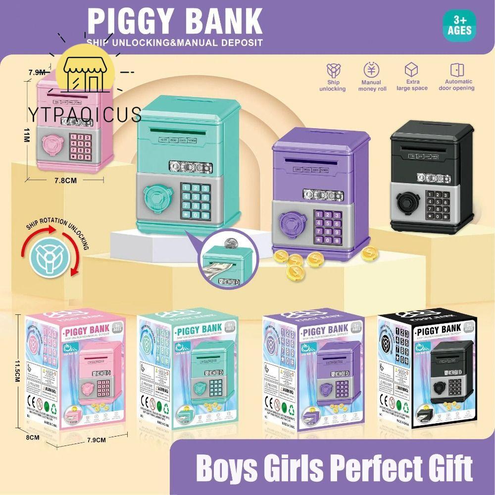 YURUYI Hộp Đựng Tiền Tiết Kiệm Tiền, Mật Khẩu Mini Đồ Chơi Trẻ Em Heo Đất, Đồ Chơi Tiết Kiệm Tài Chí