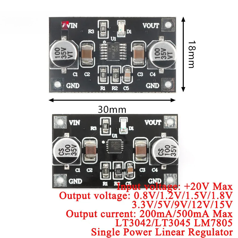 2 Cái / 1 Cái LT3042 LT3045 Mô-đun điều chỉnh tuyến tính công suất đơn 3.3V 5V 12V Độ ồn thấp gợn só