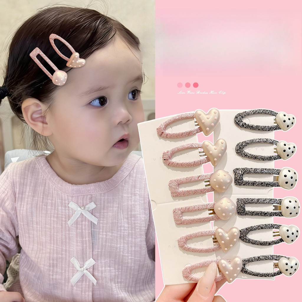 Kẹp tóc hình trái tim & chấm bi dễ thương dành cho trẻ em, Kẹp tóc không có rốn nhẹ nhàng cho bé gái