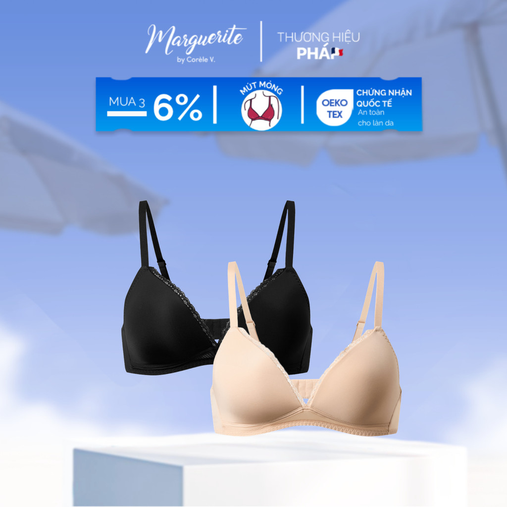 [Deal Độc Quyền] COMBO 2 Áo lót nữ mút mỏng không gọng Cup áo viền ren chất thun lạnh & sợi tre, chuẩn OEKO-TEX | CORÈLE