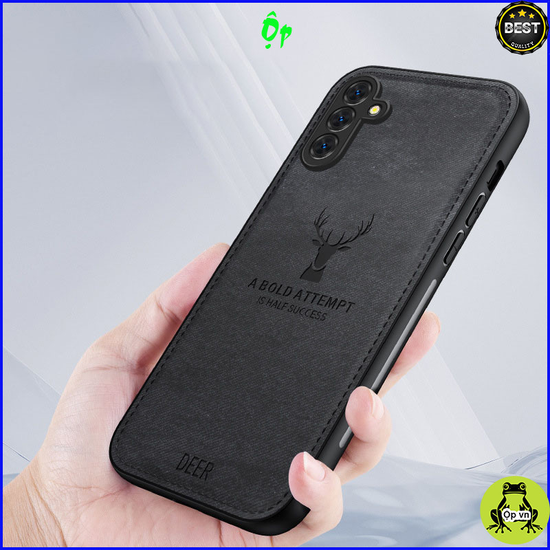 Ốp lưng viền silicon lưng vải sừng huơu cao cấp Samsung S25, S25+, S25 Ultra, S25 Edge ... sang trọn