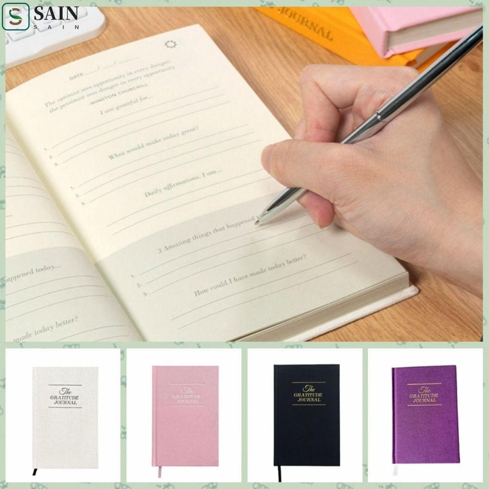 SAIN Gratitude Journal Notebook, A5 Paper Ribbon Bookmark Daily Notebook, Văn phòng phẩm Giấy dày Vả