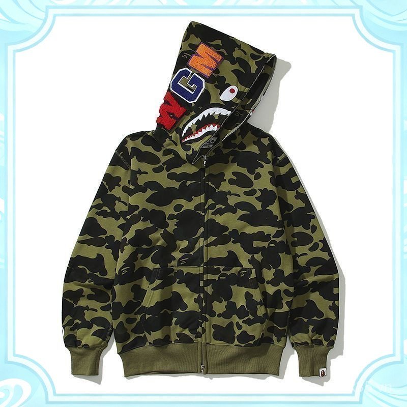 Bape Shark Zipper Áo hoodie có mũ trùm đầu đơn Bape Shark Hoodie Set có dây kéo Mũ trùm đầu đơn Bape