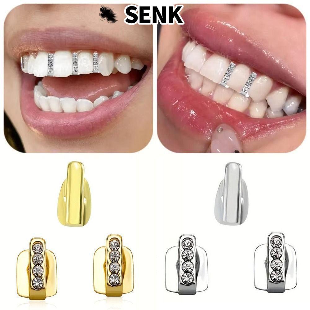 SENK 3 Cái Grillz, Rỗng Kim Cương Giả Hip Hop Răng Grillz, Sáng Bóng Răng Mũ Nam Nữ