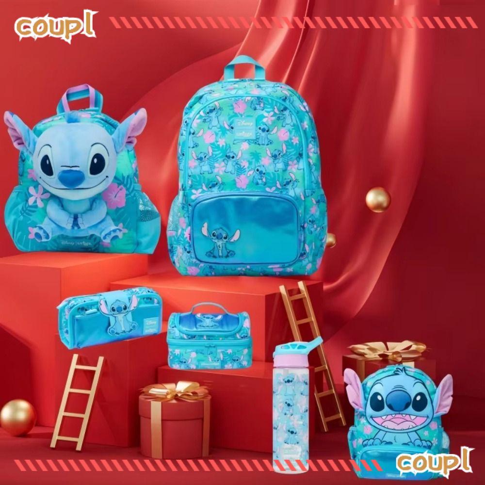 Túi đi học COUPL Stitch, Túi đi học trẻ em dễ thương Smiggle chính hãng, Vải di động Ba lô hoạt hình