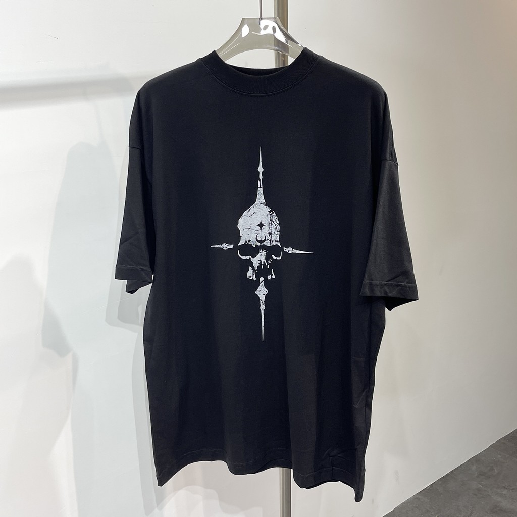 6NB6 Thug Club 24ss Star and Moon Skull Print High Street Summer New Loose Casual Short Sleeve T Men