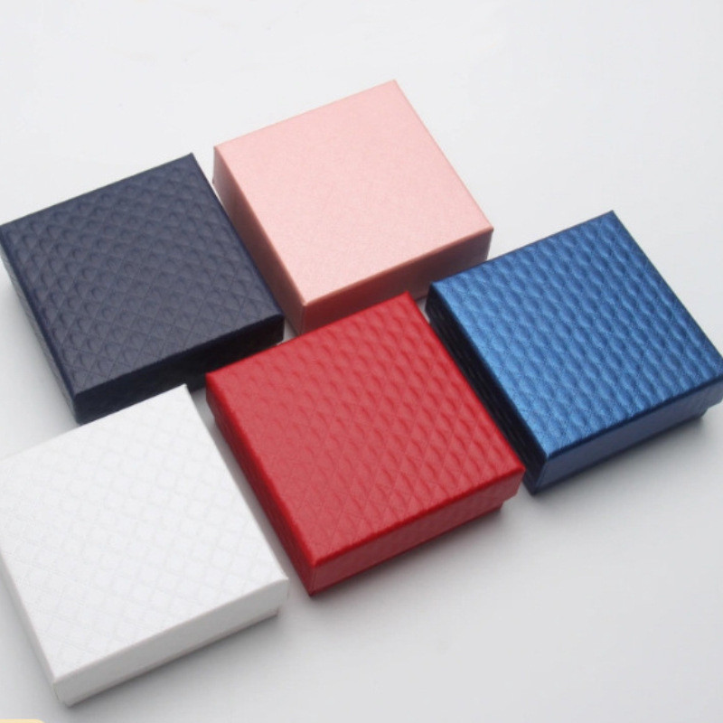 Spot Goods#Diamond Pattern In Stock Hot Selling Jewelry Box Multicolor Ring Box Earring Packaging Bo