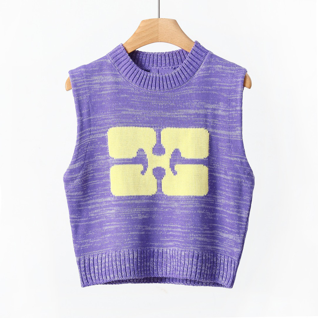 GANNI  Northern Europe23New Round Neck Butterfly Pattern Celebrity Style LOGO Round Neck Sleeveless 