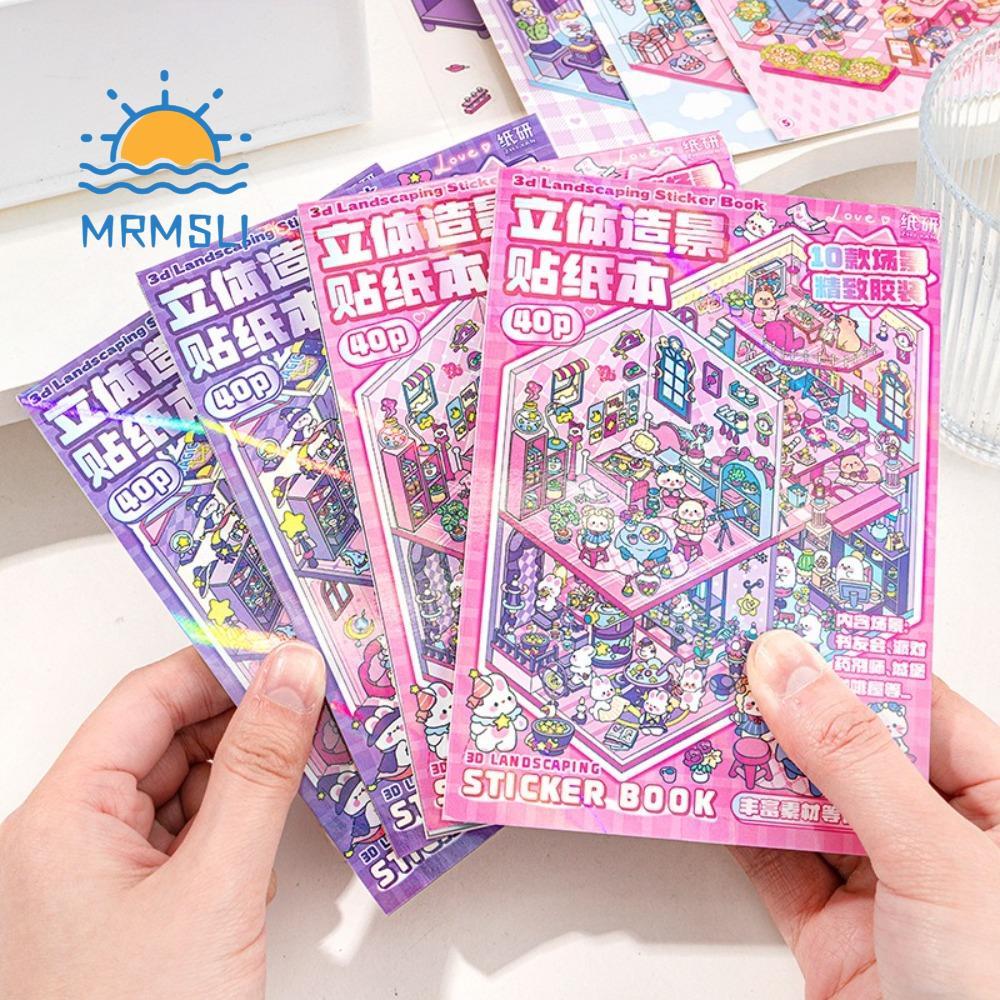 Sách dán phong cảnh SHANCHAN, Nhà thu nhỏ Phim hoạt hình Cabin Scene Pocket Sticker, Sáng tạo PET DI