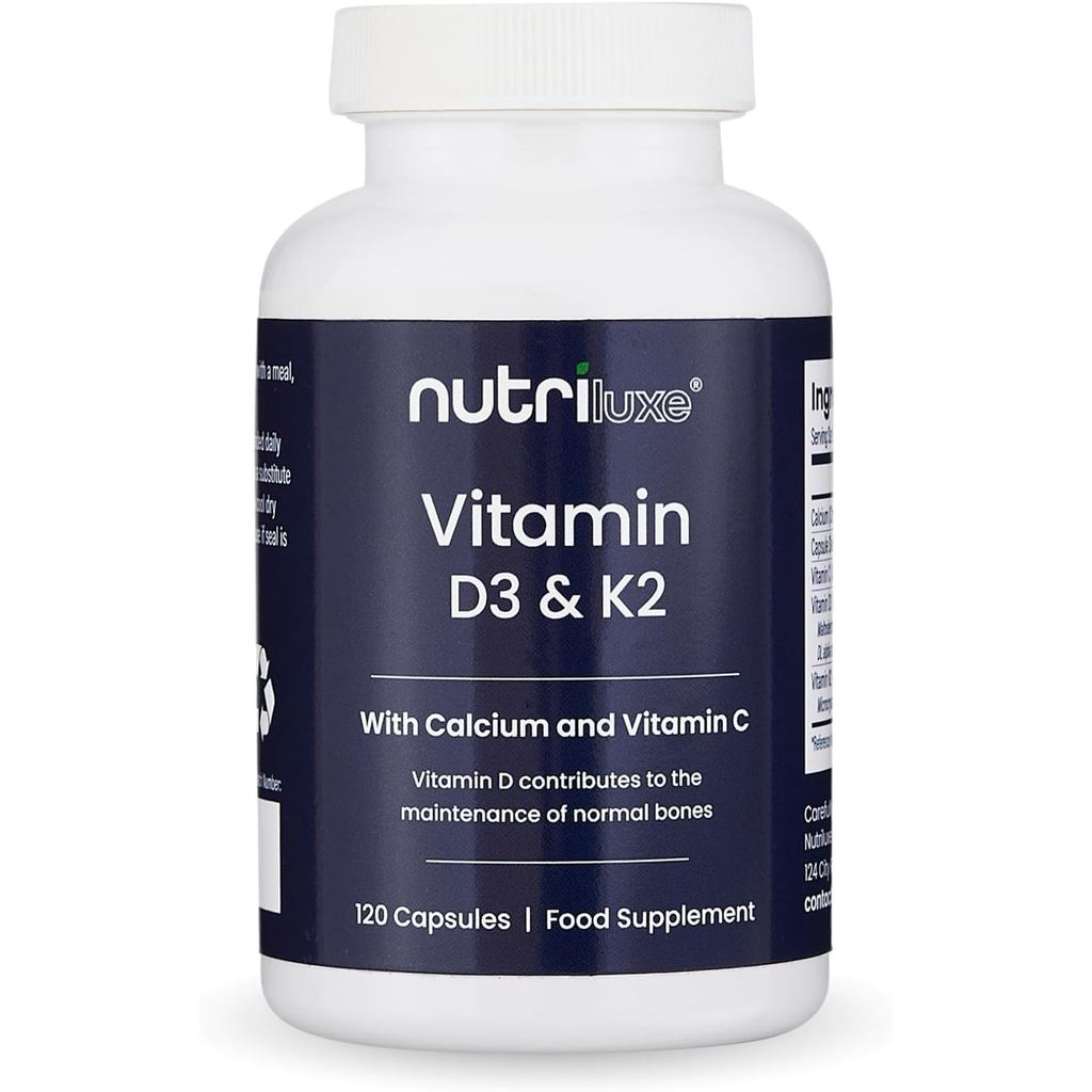 Vitamin D3 4000 IU & K2 MK-7 100 mcg | Với Canxi & Vitamin C | Cổng khớp, xương, tim & miễn dịch | 1