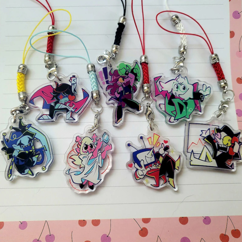 TENNA RESTOCK Acrylic Charms phone chain: Kris, Susie, Ralsei, Noelle, Jevil, Spamton, Tenna.
