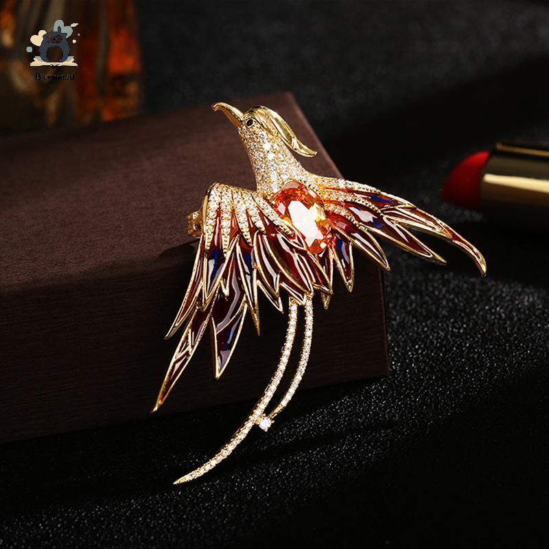 [Bluemood] Crystal Men Phoenix Bird Trâm Pin 5 màu Men Bay Beauty Bird Mới