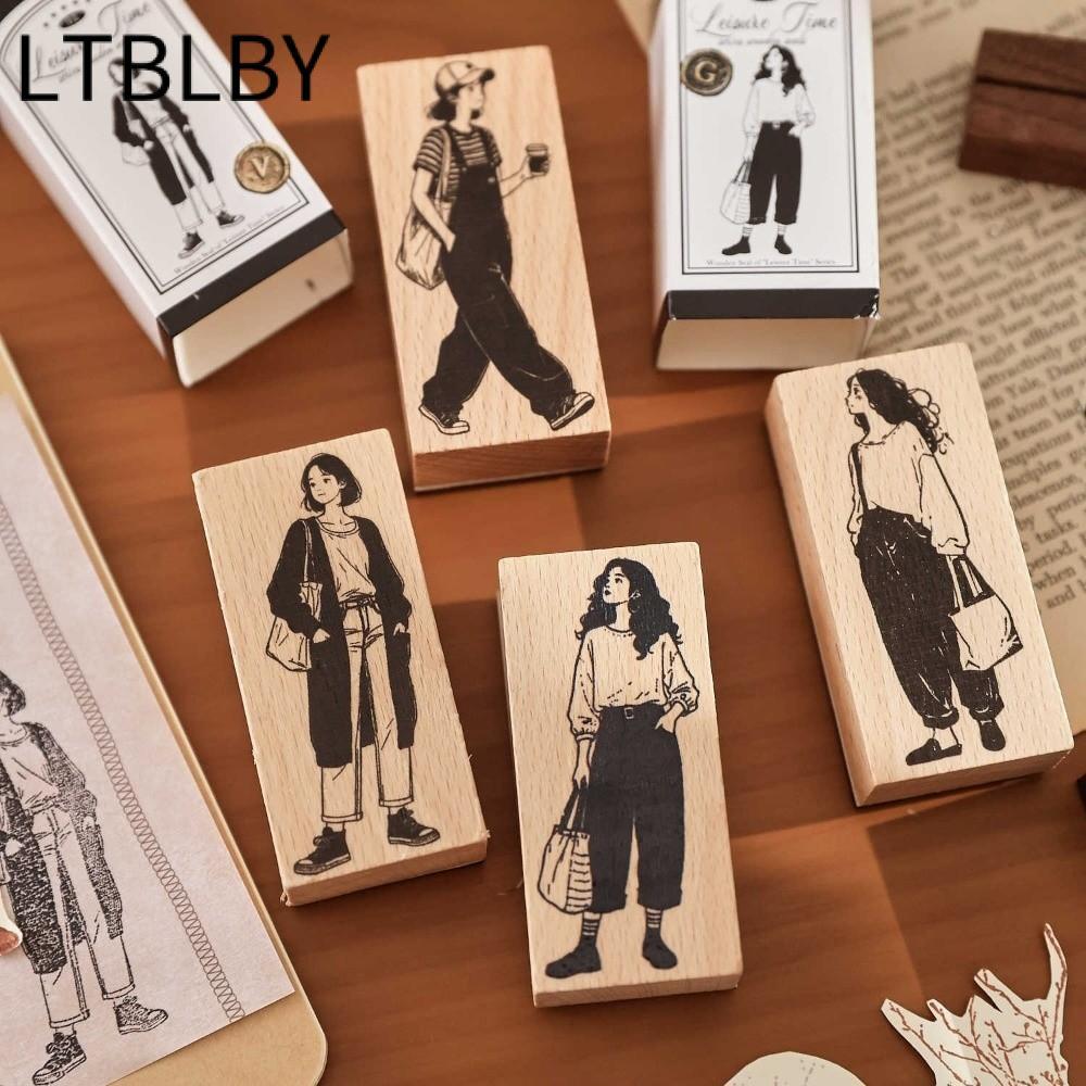 Tem Gỗ LTBLBY, Tem Cao Su Handmade Vintage, Album Ảnh Tem Gỗ DIY Quyến Rũ
