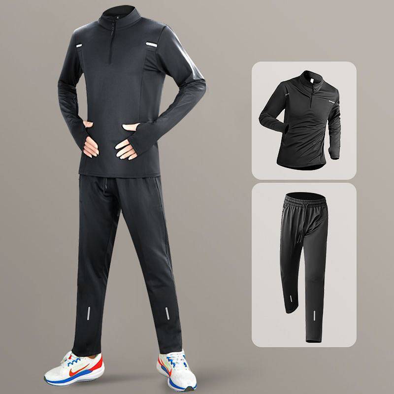 Workout Clothes Men's Quick Drying Clothes Training Autumn and Winter Running Exercise T-shirt Footb