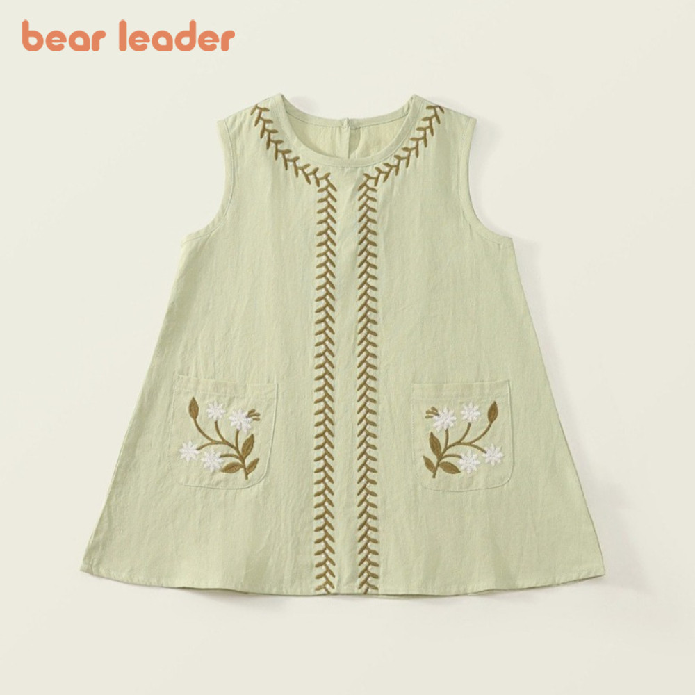 Bear Leader 2-7 Years Summer New Flower Embroidered Vest Dress