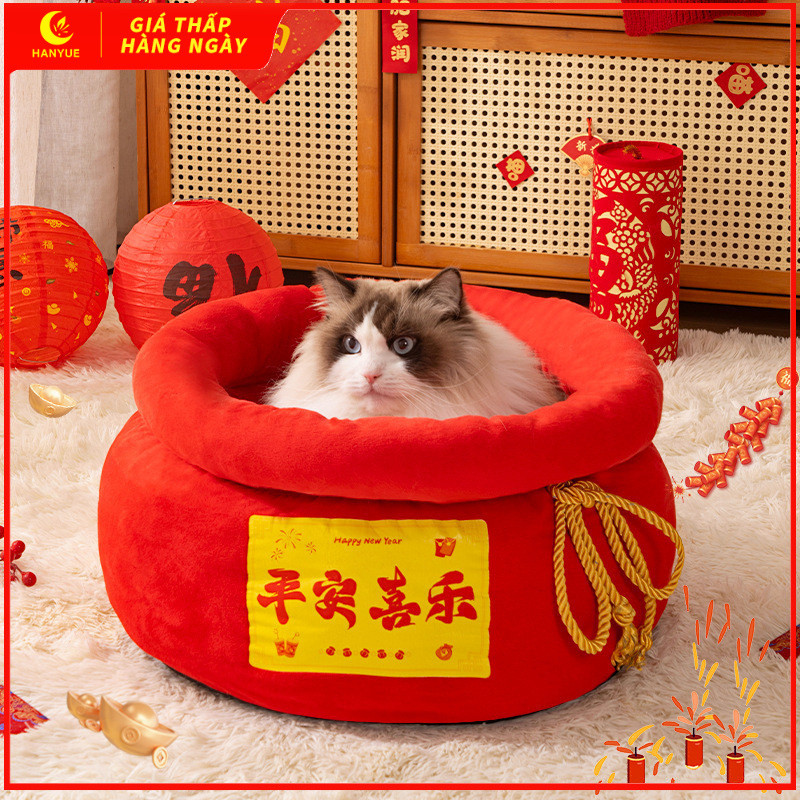 Năm Mới Mèo Litter Cornucopia Mèo Villa Kennel Dày Nhà Mèo Bốn Mùa Đa Năng Chống Gió Giữ Ấm