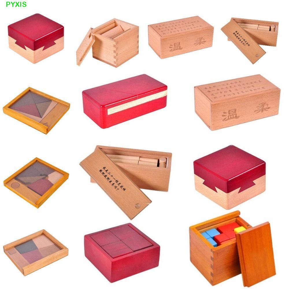 PYXIS Gỗ Brain Teaser Puzzle, Mở khóa Luban Lock IQ Puzzle Mind Brain Teaser, IQ Logic Game Brain Te