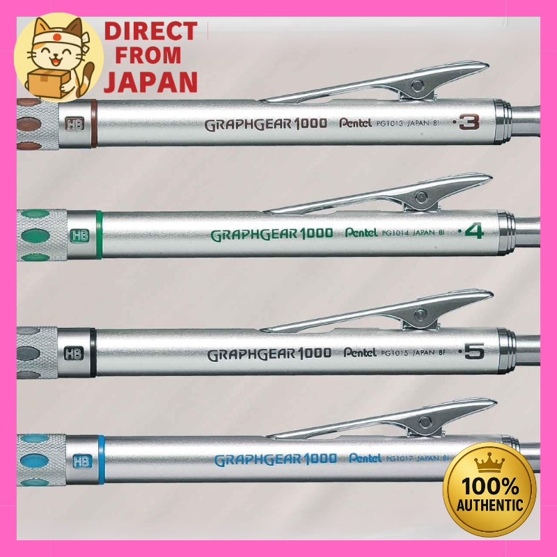 Pentel Graphgear 1000 Mechanical Pencil - Silver (0.3mm, 0.4mm, 0.5mm, 0.7mm, 0.9mm)