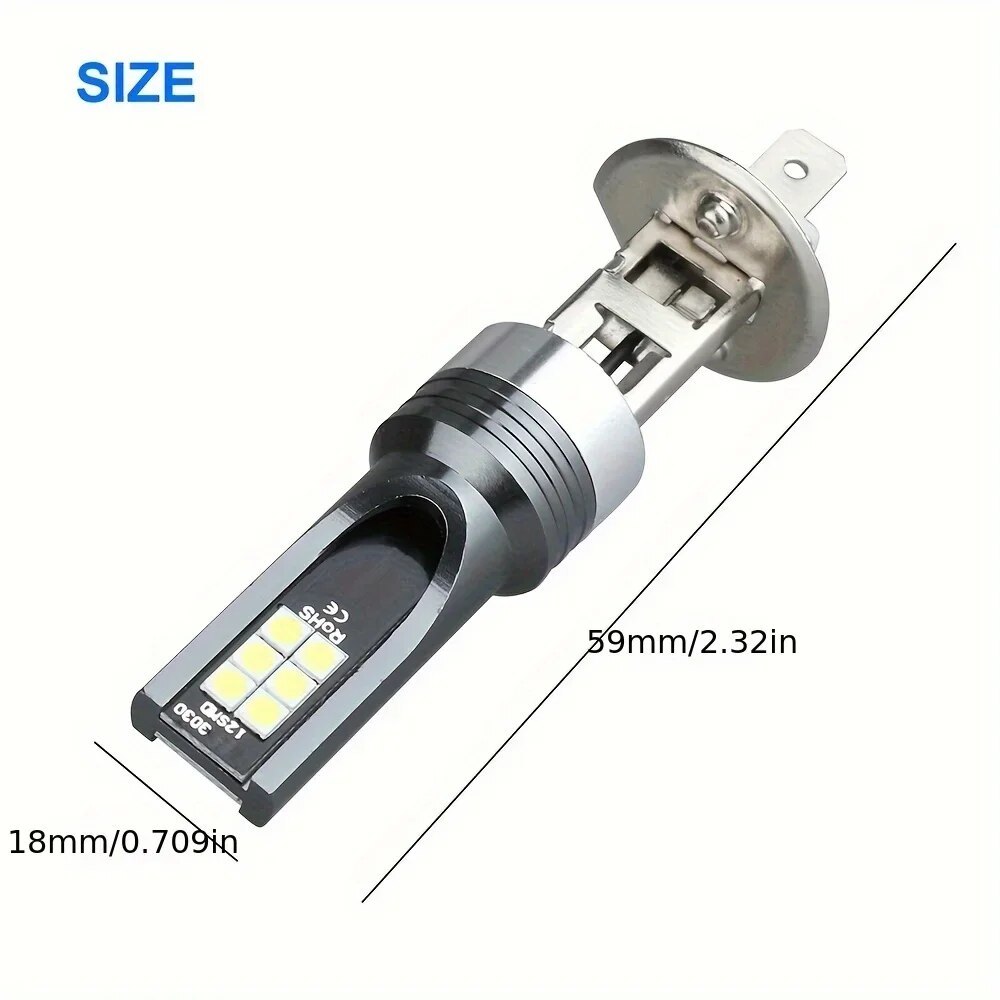 1 cặp bóng đèn pha LED H1 cho bóng đèn sương mù cho ô tô phích cắm 6500K 12V / 24V QE3F