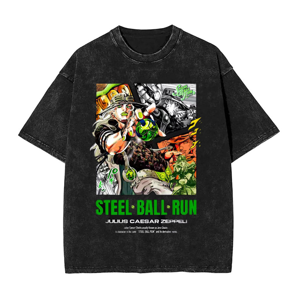 Áo thun ngắn tay Gyro Zeppeli/Jonathan Joestar từ JoJo's Bizarre Adventure Steel Ball Run, 100% bông