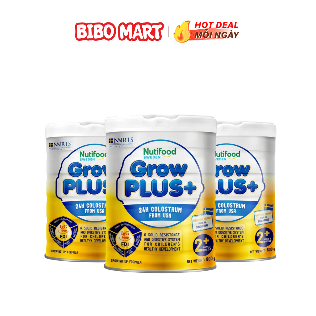 Sữa GrowPLUS+ Vàng Lon 800g Cho Bé 2+ Phát Triển Chiều Cao Tăng Sức Đề Kháng Tăng Cân BiboMart