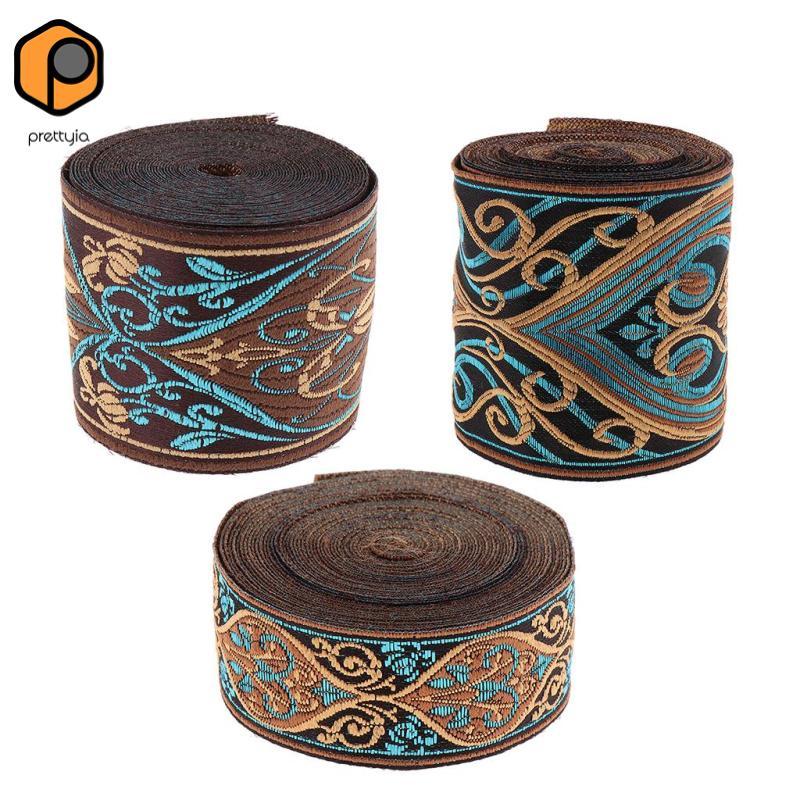 5 Mét ming Thổ Cẩm Jacquard Ruy Băng Màu Be Jacquard Biên May Táo