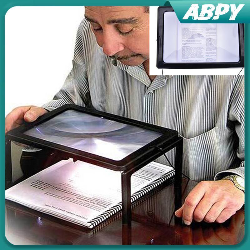 ABPY Large A4 Page Hands Free 3x Kính lúp có đèn LED đọc sách, ABPY
