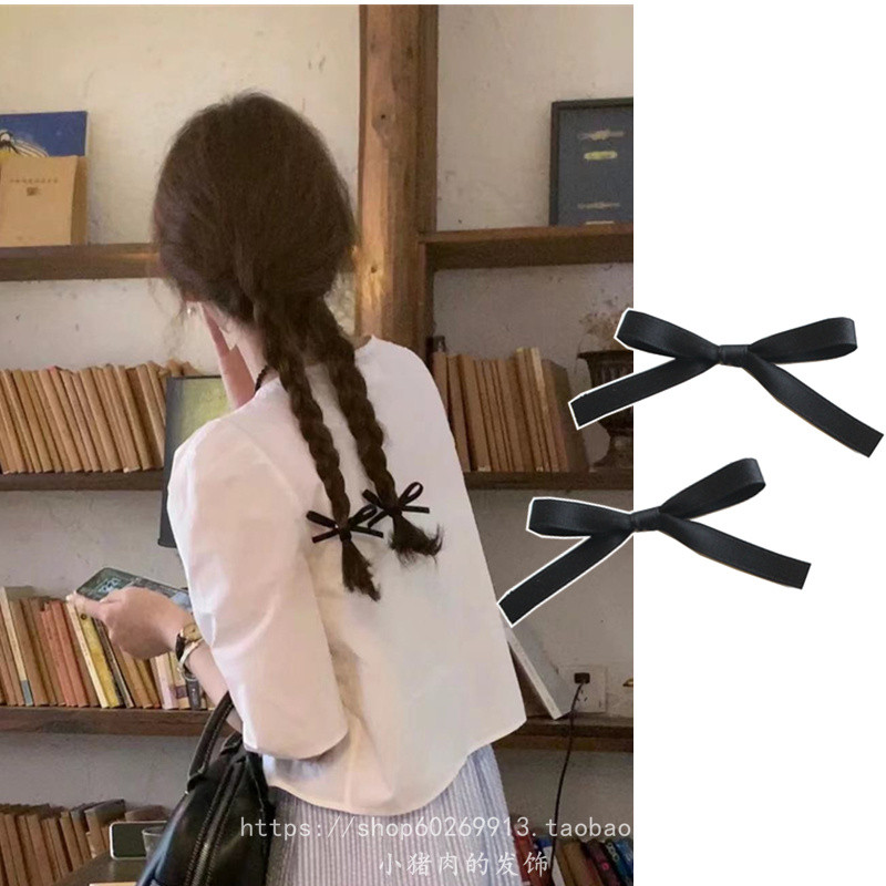 Spot Goods#Braided hair end clip with bow hairpin, side hair accessory for girls to look younger, ba
