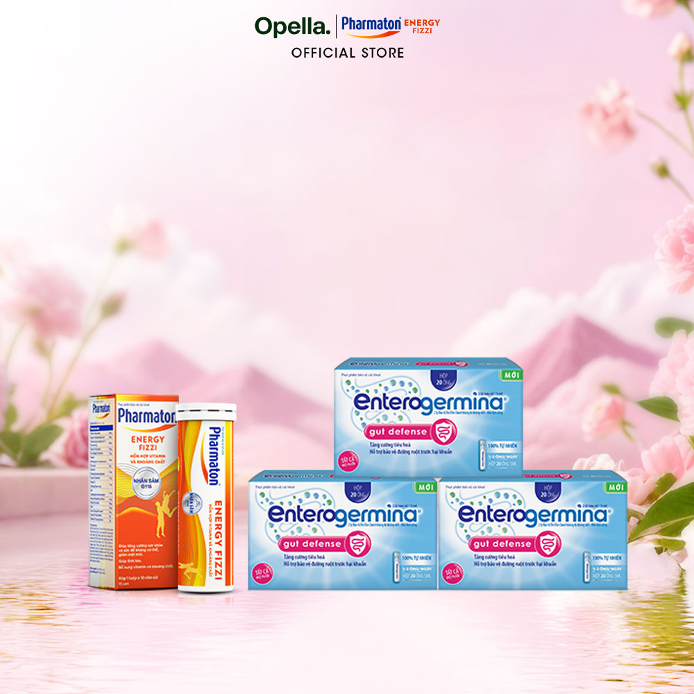 Bộ 3 Thực phẩm bảo vệ sức khỏe Enterogermina Gut Defense + 1 Thực phẩm bảo vệ sức khỏe Pharmaton Ene