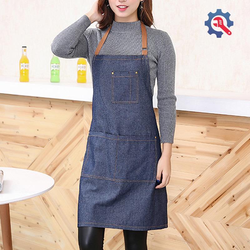 [GEX] Người lớn Denim Blue Cooking Kitchen Restaurant Work Bib Apron Dress with Poet [TH]