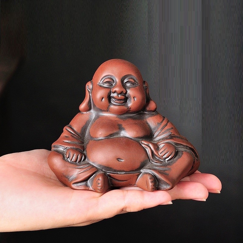 Tượng Phật Di Lặc Bằng Chất Liệu Gốm Tử Sa Đất Phối (Đồ chơi bàn trà)