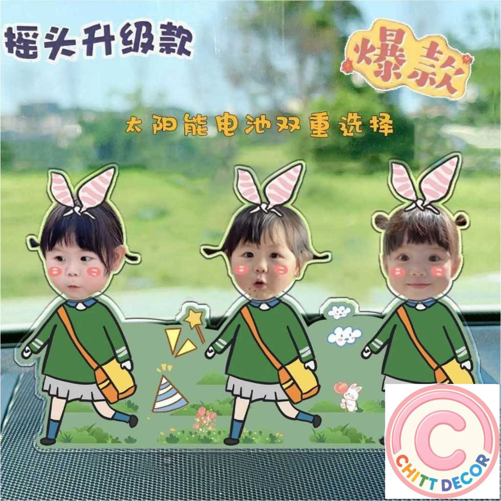 Mô hình lắc đầu gia đình ghép mặt in theo yêu cầu, mô hình lắc đầu chạy bằng pin in theo yêu cầu đán