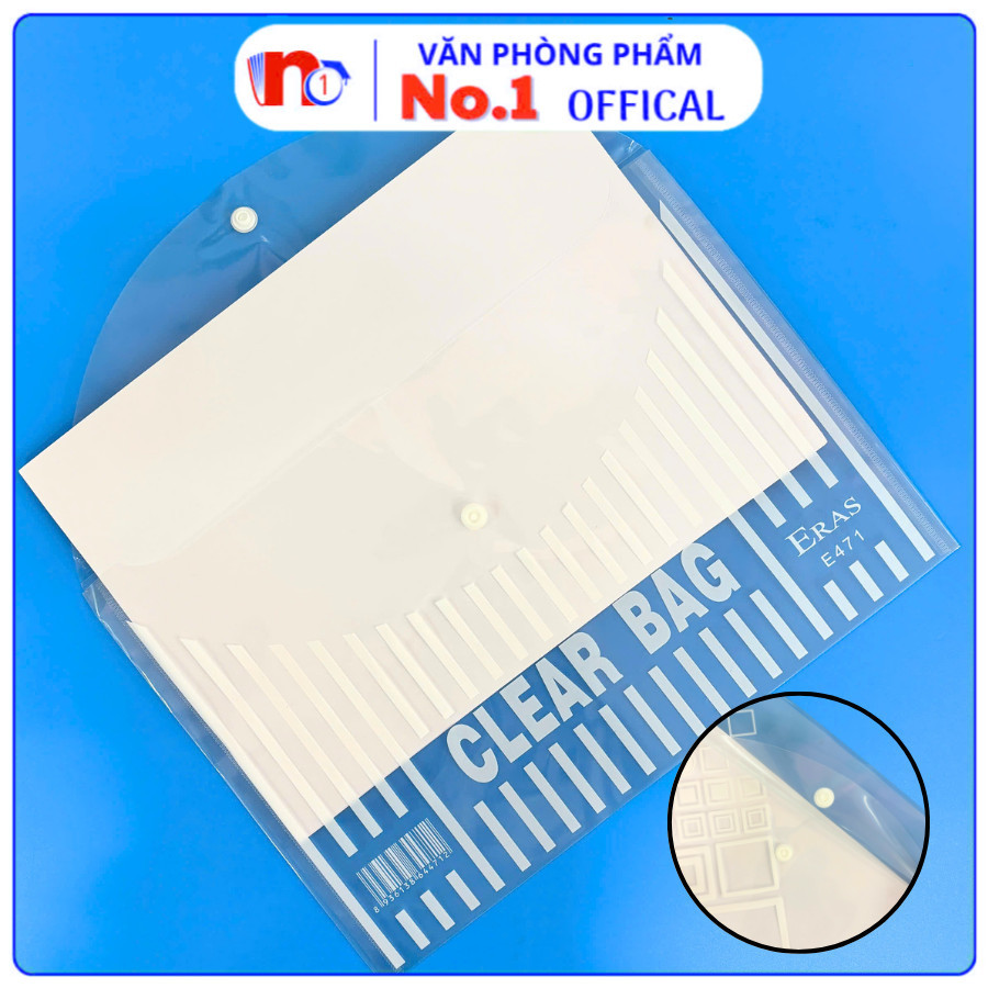 (Combo 5/10 Cái Túi Cúc A4 E471- E472 Eras) Kích Thước A4, Phù Hợp Đựng Giấy Tờ, Tài Liệu Kiểm Tra -