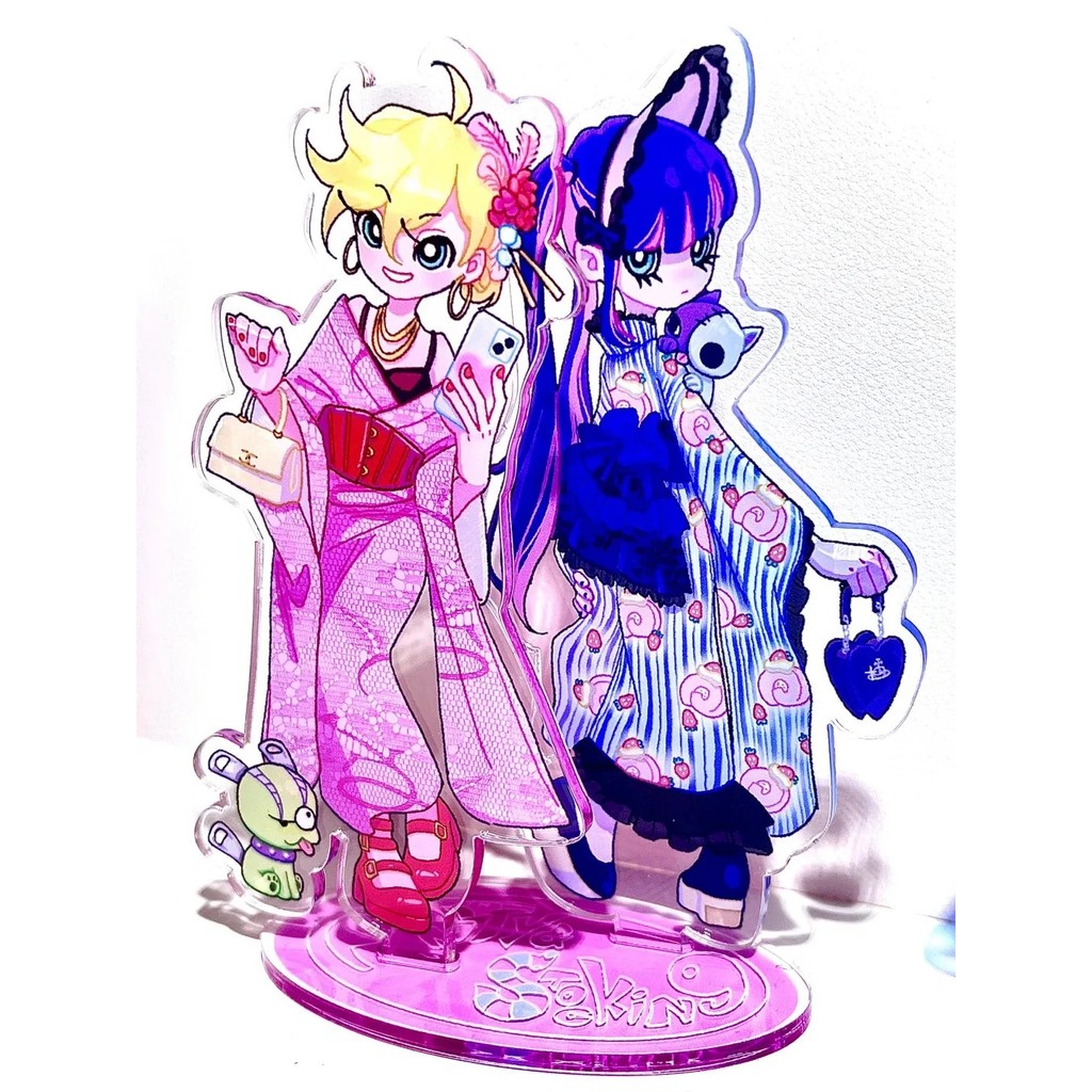 Standee Anime Panty and Stocking with Garterbelt mô hình mica Acrylic trang trí bàn học quà tặng ani