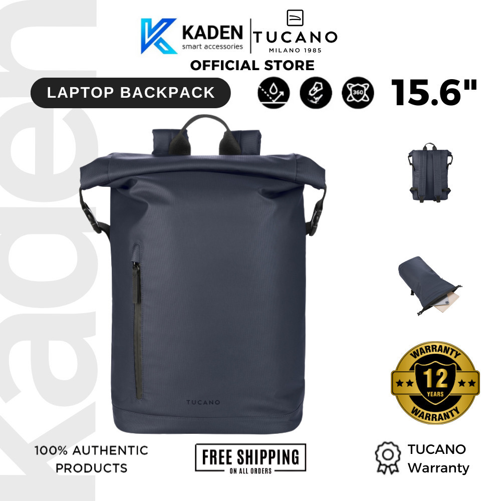 [BH 24 THÁNG] Balo Tucano ROLLO (16"/15.6"), Nắp Cuộn (Roll-Top), Chống Nước, Tái Chế 21.5 Chai Nhựa