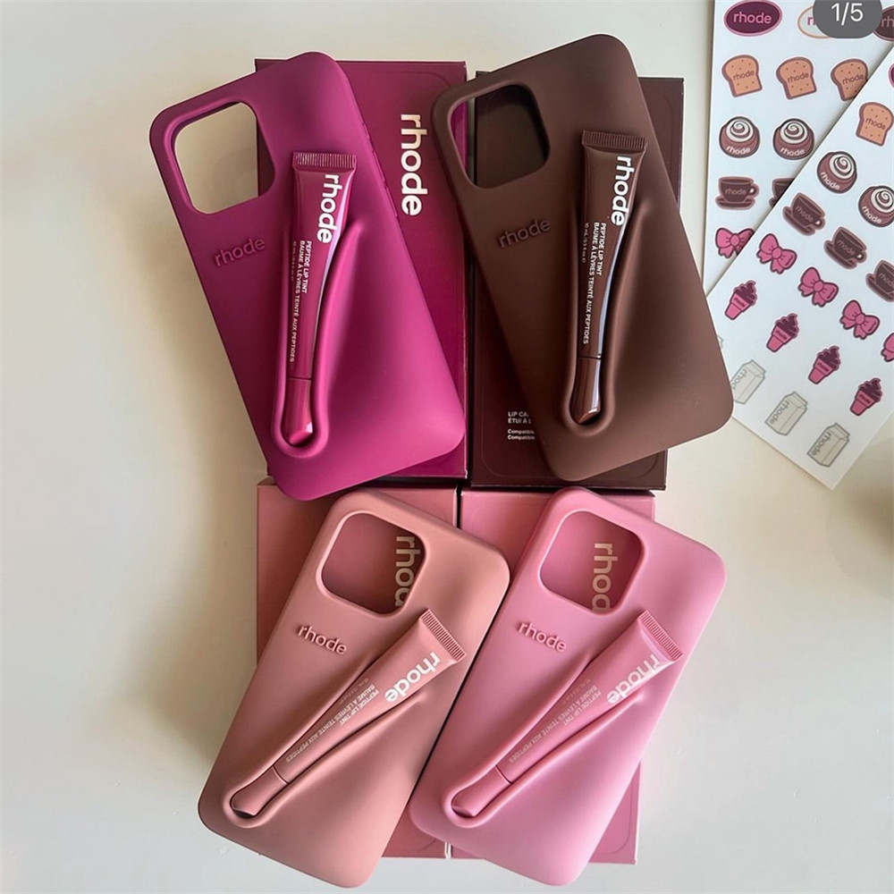 Ốp Son Môi Rhode Có Môi Glaze Ốp Lưng Điện Thoại IPhone 11 Pro Max 12 Pro Max 13 Pro Max 14 Pro Max 