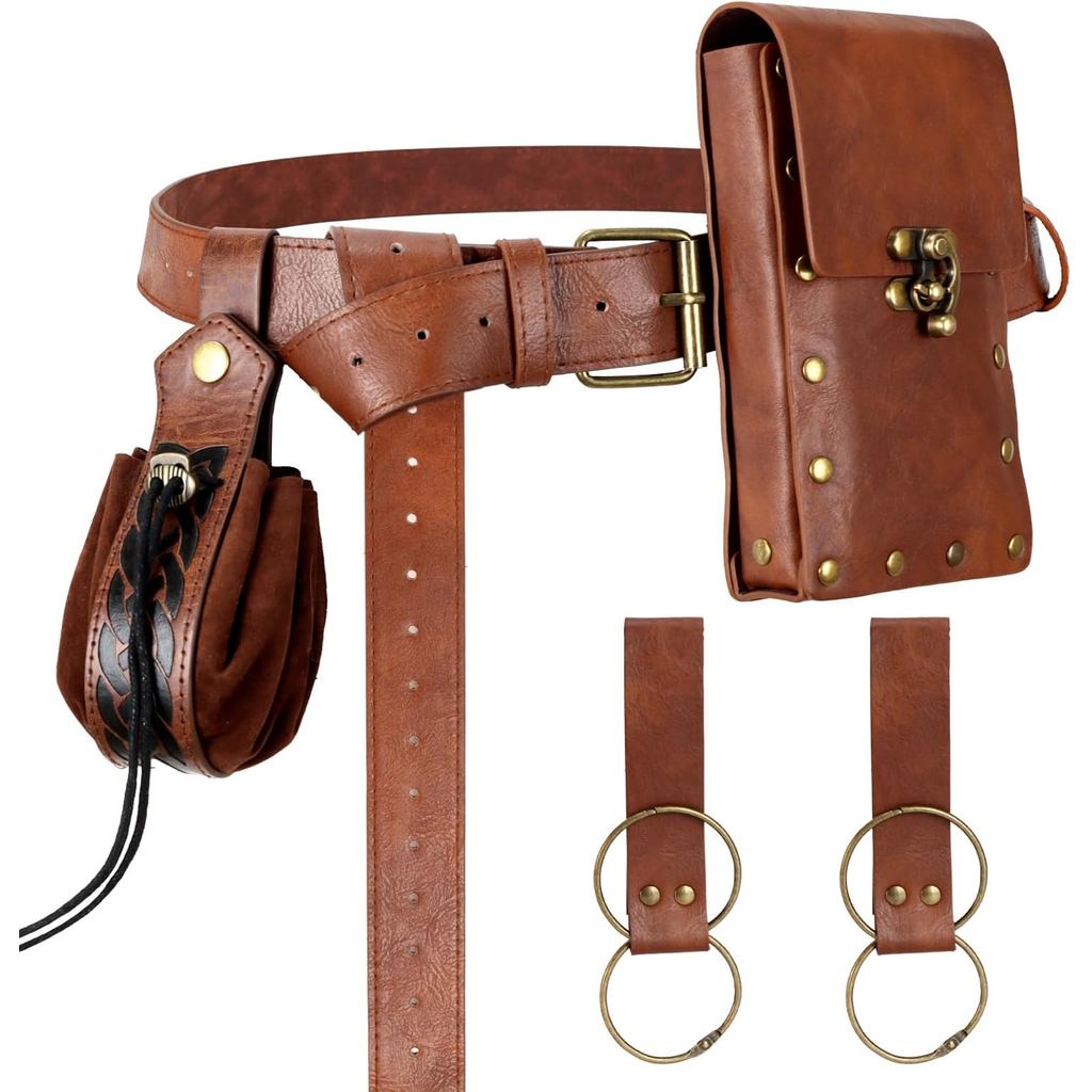 Túi Thắt Lưng Norse-Inspired Style, Phù Hợp Cho Halloween (Màu Nâu)