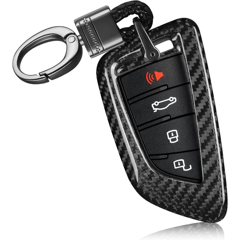 Vỏ bọc chìa khóa T-carbon có móc khóa Tương thích với Toyota Supra GR A90 A91 MK5 2019-2024, Vỏ chìa